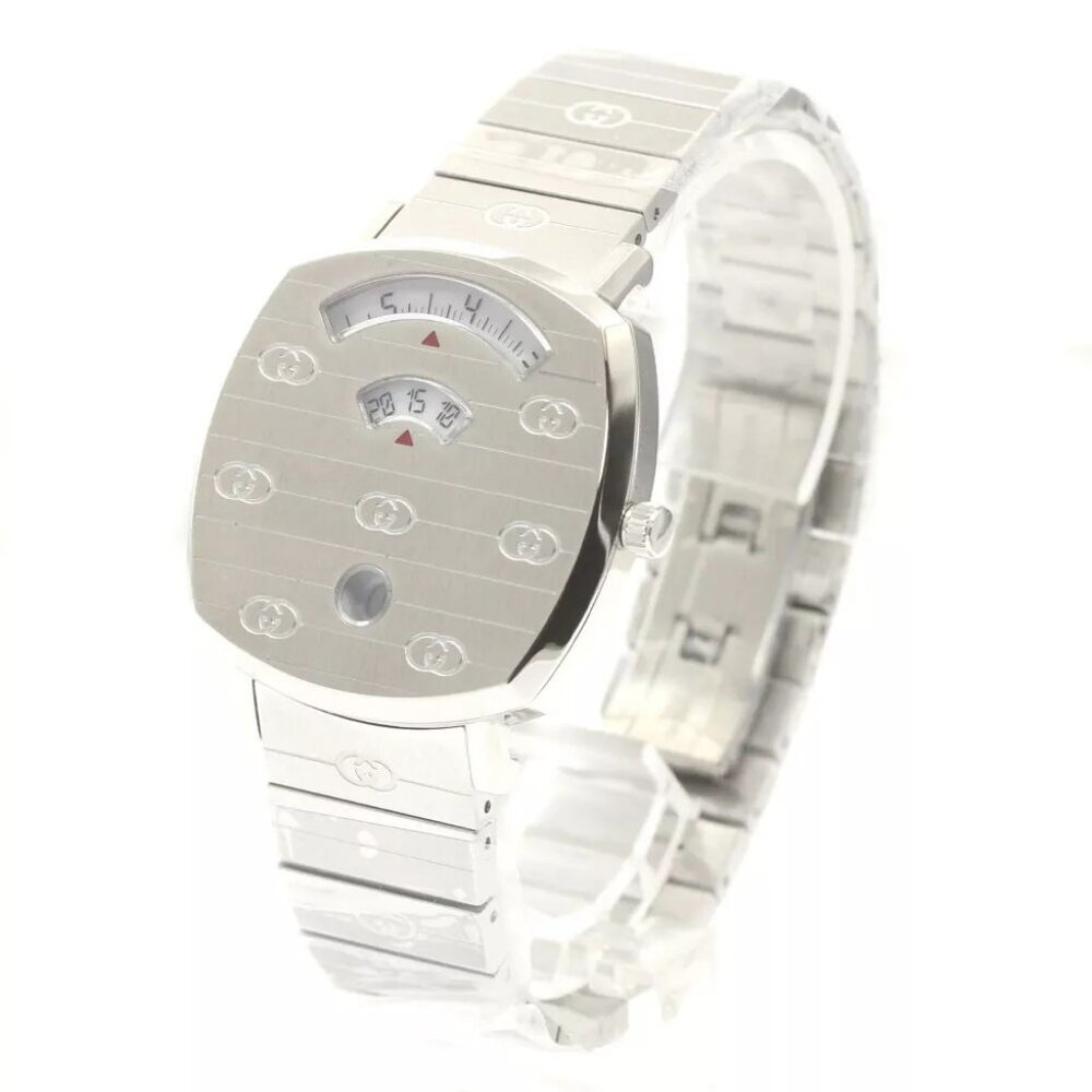 GUCCI Grip watch 157.4/YA157401 Date white Dial Quartz Men's Watch